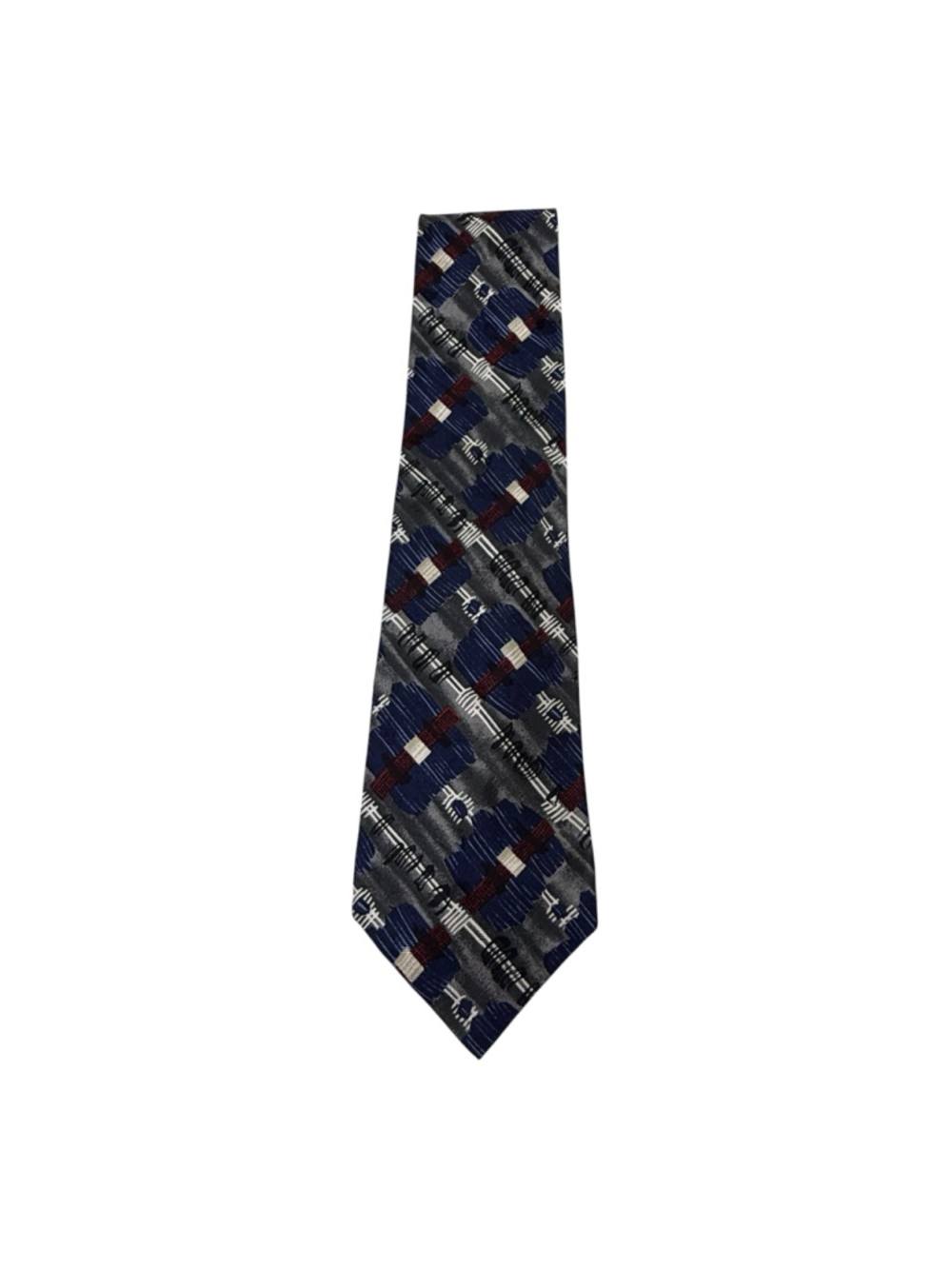Countess Mara Silk Tie Blue Gray Abstract Geometric USA Made Classic Mens Neckti